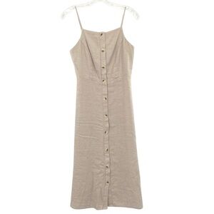 Old Navy Button Front Linen Blend Fit & Flare Midi Dress